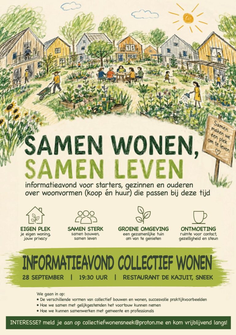 Informatiebijeenkomst collectief wonen in Sneek — lezing in Sneek